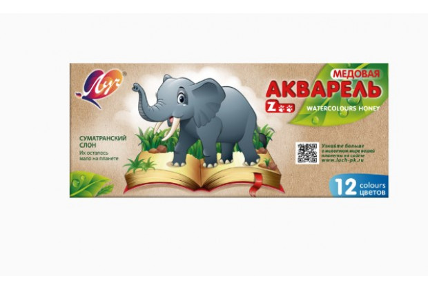 Краски 12цв. акварель "ZOO" Луч картон, без кисти