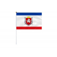 Флаг КРЫМ с гербом ,150*220мм с флагштоком
