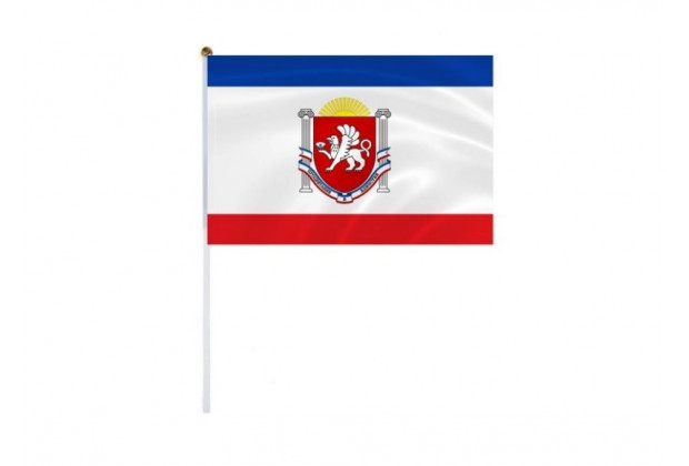 Флаг КРЫМ с гербом ,150*220мм с флагштоком