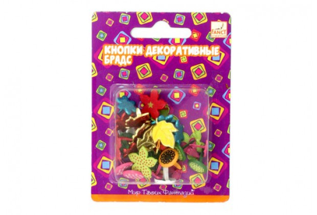 Кнопки декоративные (брадсы) Fancy creative, диаметр 12-21 мм, 32 шт.