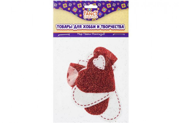 Стикеры фетр. СЕРДЕЧКИ со стежком 6шт