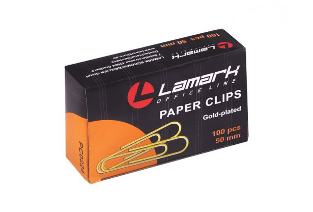 Скрепки 50мм 100шт золото LAMARK