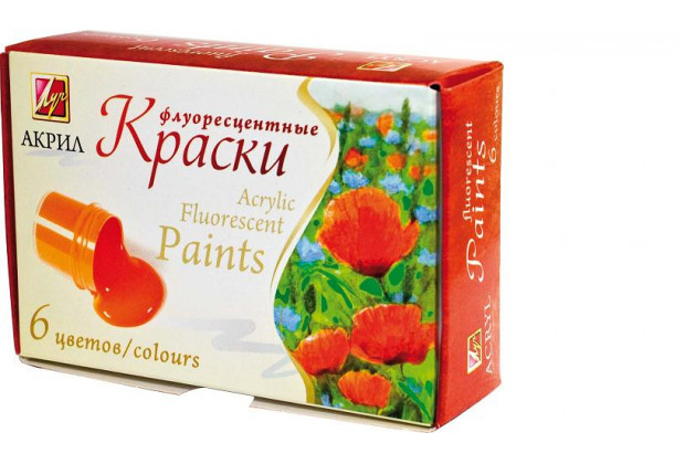 Краски акрил. 6цв. флуоресцент Луч