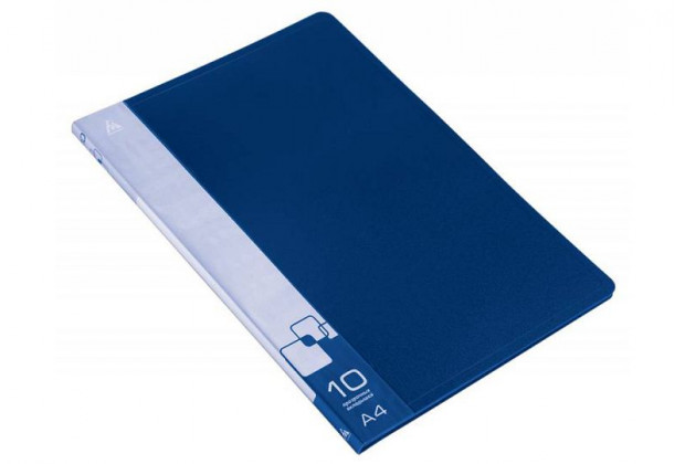 Папка с файлами А4 10ф Бюрократ 0,6мм синий BPV10BLUE