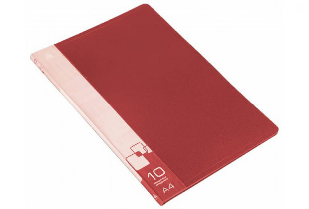 Папка с файлами А4 10ф Бюрократ 0,6мм красный BPV10RED