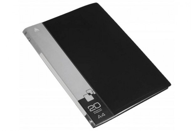 Папка с файлами А4 20ф Бюрократ 0,6мм черный BPV20BLACK