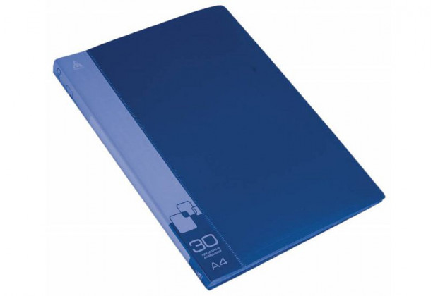 Папка с файлами А4 30ф Бюрократ 0,65мм синий BPV30BLUE